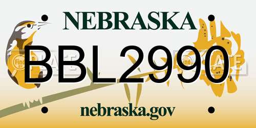 BBL2990 Nebraska License Plate