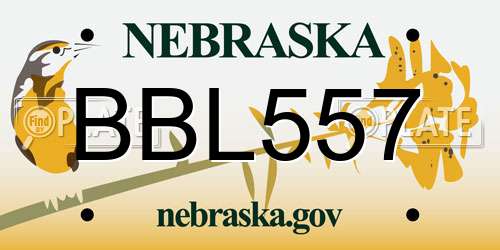 BBL557 Nebraska License Plate