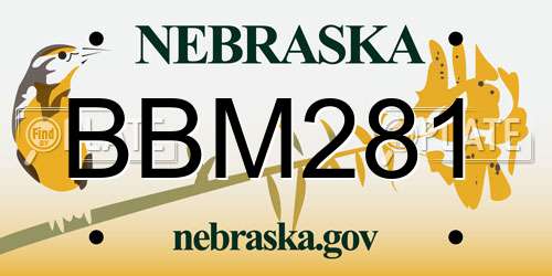 BBM281 Nebraska License Plate