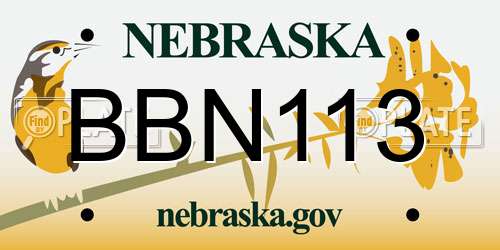 BBN113 Nebraska License Plate
