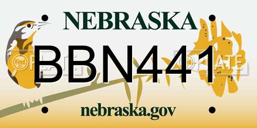 BBN441 Nebraska License Plate