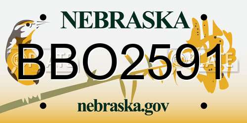 BBO2591 Nebraska License Plate