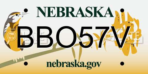 BBO57V Nebraska License Plate