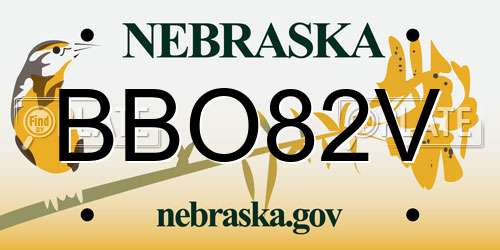 BBO82V Nebraska License Plate