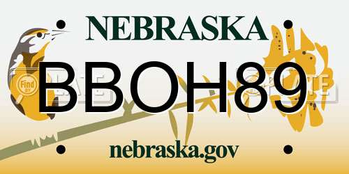 BBOH89 Nebraska License Plate