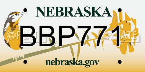 BBP771 Nebraska License Plate