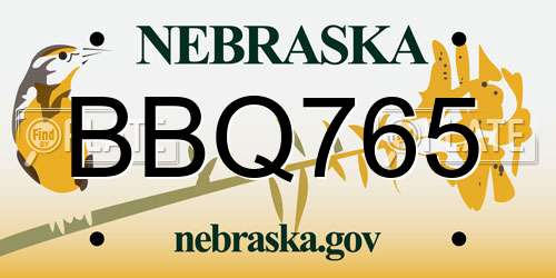 BBQ765 Nebraska License Plate