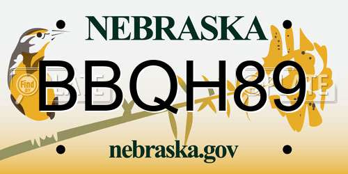 BBQH89 Nebraska License Plate