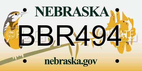 BBR494 Nebraska License Plate