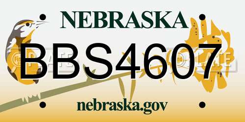 BBS4607 Nebraska License Plate