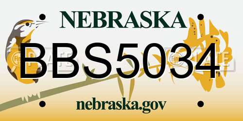 BBS5034 Nebraska License Plate