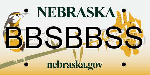 BBSBBSS Nebraska License Plate