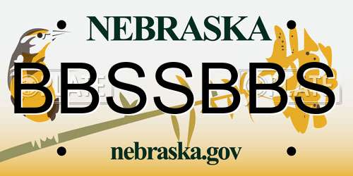 BBSSBBS Nebraska License Plate