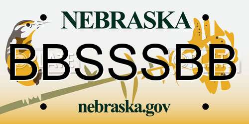 BBSSSBB Nebraska License Plate