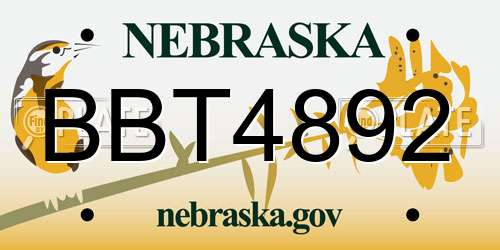 BBT4892 Nebraska License Plate