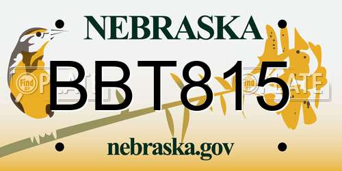 BBT815 Nebraska License Plate