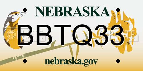 BBTQ33 Nebraska License Plate