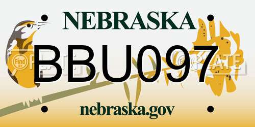 BBU097 Nebraska License Plate