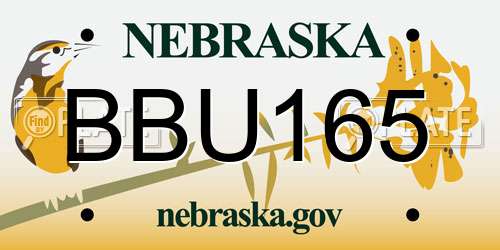 BBU165 Nebraska License Plate