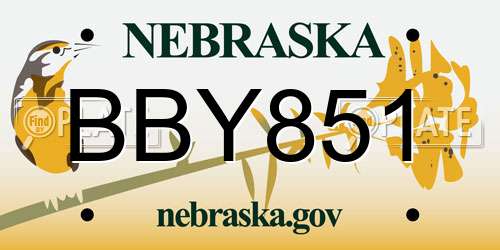 BBY851 Nebraska License Plate