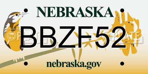 BBZF52 Nebraska License Plate