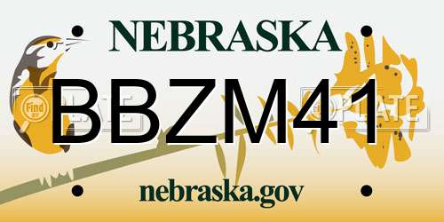 BBZM41 Nebraska License Plate