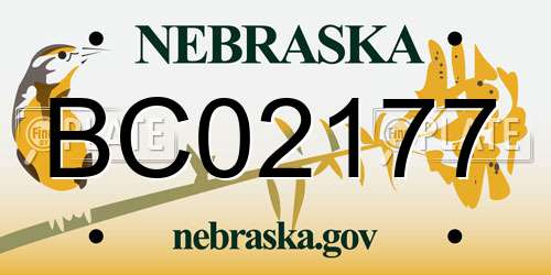 BC02177 Nebraska License Plate