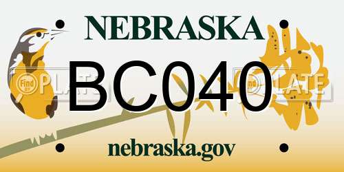 BC040 Nebraska License Plate