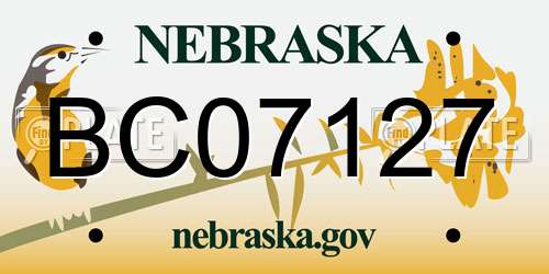 BC07127 Nebraska License Plate