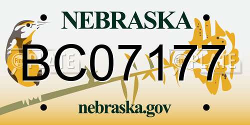 BC07177 Nebraska License Plate