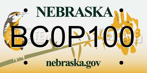 BC0P100 Nebraska License Plate