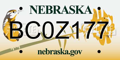 BC0Z177 Nebraska License Plate