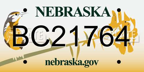 BC21764 Nebraska License Plate