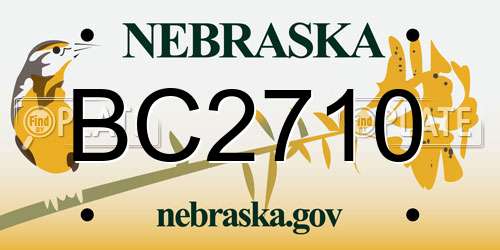 BC2710 Nebraska License Plate