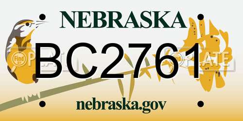 BC2761 Nebraska License Plate