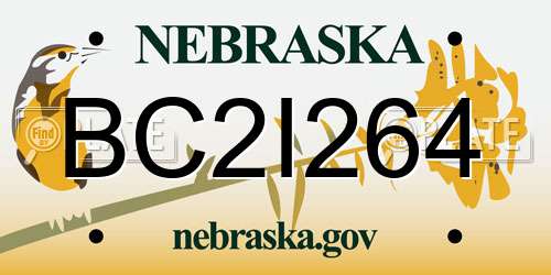 BC2I264 Nebraska License Plate