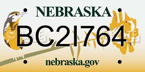 BC2I764 Nebraska License Plate