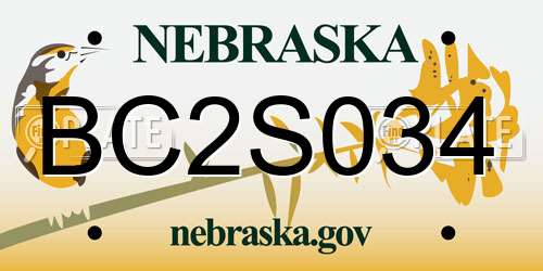 BC2S034 Nebraska License Plate