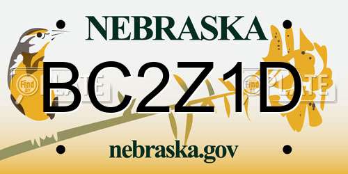 BC2Z1D Nebraska License Plate