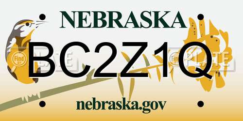 BC2Z1Q Nebraska License Plate