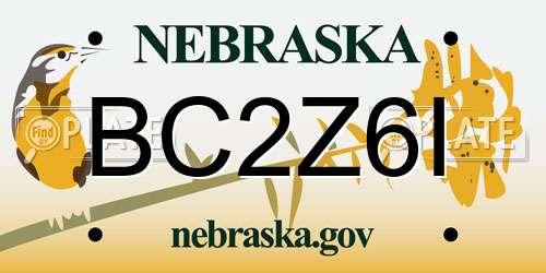 BC2Z6I Nebraska License Plate