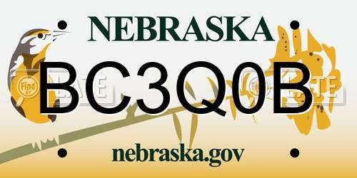 BC3Q0B Nebraska License Plate