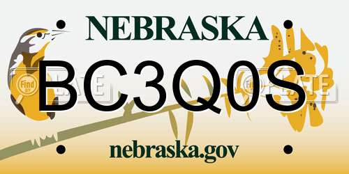 BC3Q0S Nebraska License Plate
