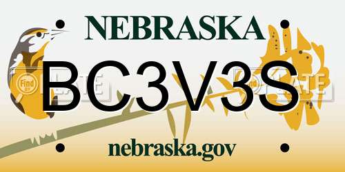 BC3V3S Nebraska License Plate