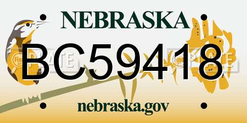 BC59418 Nebraska License Plate