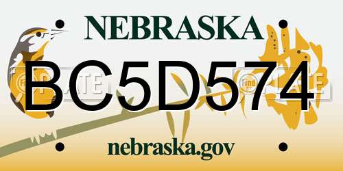 BC5D574 Nebraska License Plate