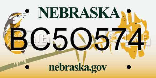 BC5O574 Nebraska License Plate