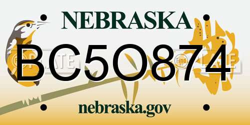 BC5O874 Nebraska License Plate