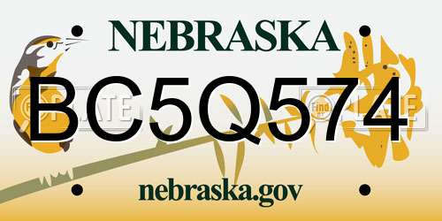 BC5Q574 Nebraska License Plate