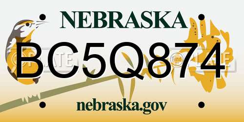 BC5Q874 Nebraska License Plate